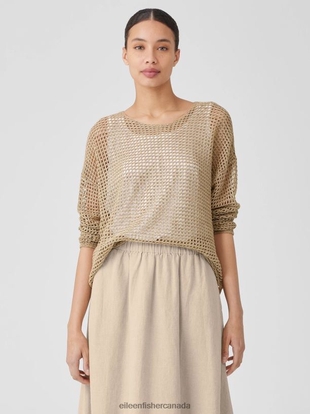 EILEEN FISHER Organic Linen DelaveRound Neck Top Boxy Fit Basic Length Women BLACK Clothing 024FN374