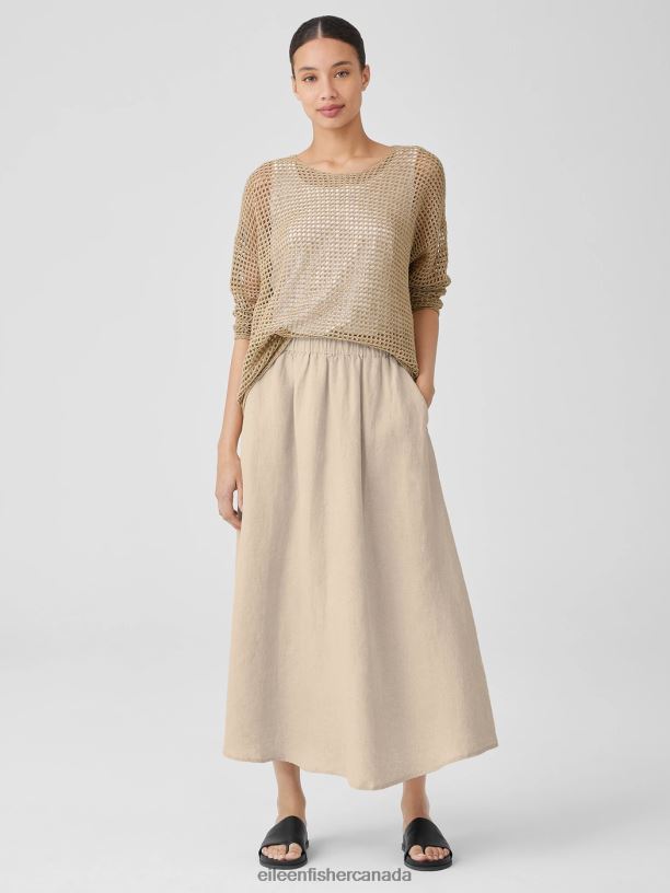 EILEEN FISHER Organic Linen DelaveRound Neck Top Boxy Fit Basic Length Women BLACK Clothing 024FN374