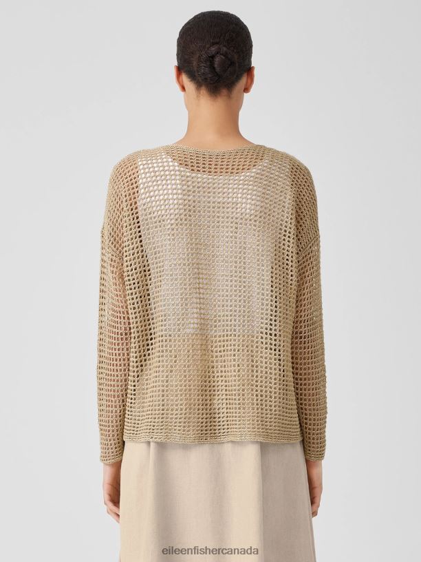 EILEEN FISHER Organic Linen DelaveRound Neck Top Boxy Fit Basic Length Women BLACK Clothing 024FN374