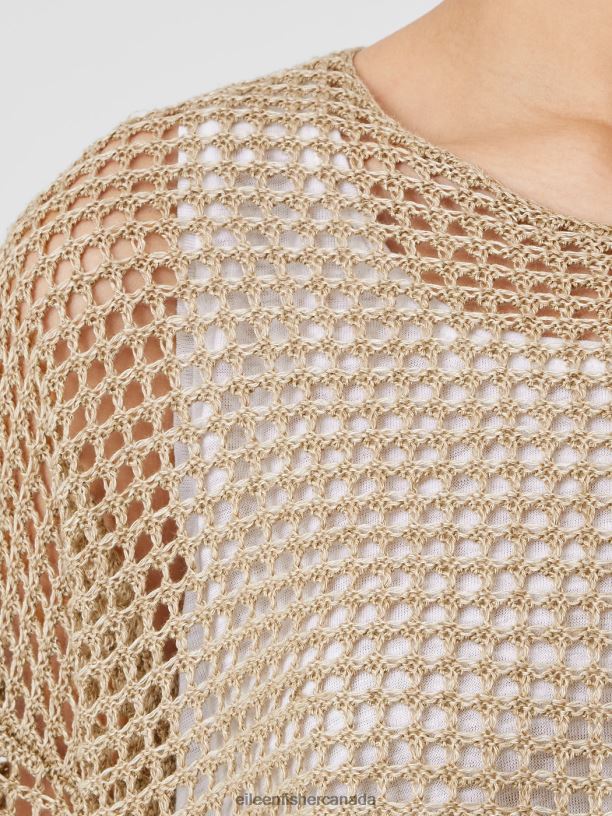 EILEEN FISHER Organic Linen DelaveRound Neck Top Boxy Fit Basic Length Women BLACK Clothing 024FN374