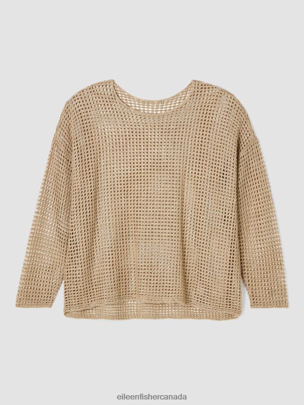 EILEEN FISHER Organic Linen DelaveRound Neck Top Boxy Fit Basic Length Women BLACK Clothing 024FN374