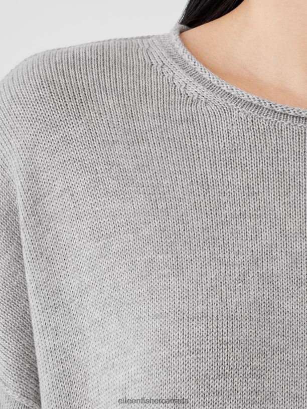 EILEEN FISHER Peruvian Cotton Blend Crew Neck Top Boxy Fit Basic Length Women BLACK Clothing 024FN434