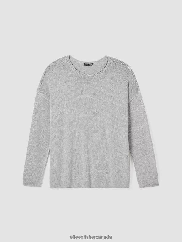 EILEEN FISHER Peruvian Cotton Blend Crew Neck Top Boxy Fit Basic Length Women BLACK Clothing 024FN434