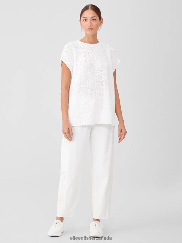 EILEEN FISHER Peruvian Organic Cotton Crimp Crew Neck Top Boxy Fit Basic Length Women GRAPHITE Clothing 024FN411