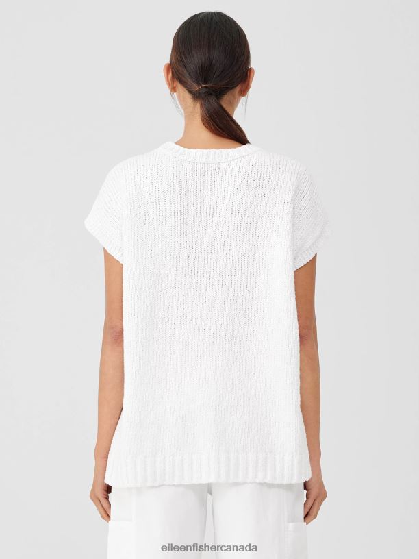 EILEEN FISHER Peruvian Organic Cotton Crimp Crew Neck Top Boxy Fit Basic Length Women GRAPHITE Clothing 024FN411