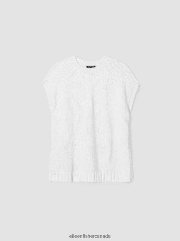 EILEEN FISHER Peruvian Organic Cotton Crimp Crew Neck Top Boxy Fit Basic Length Women GRAPHITE Clothing 024FN411