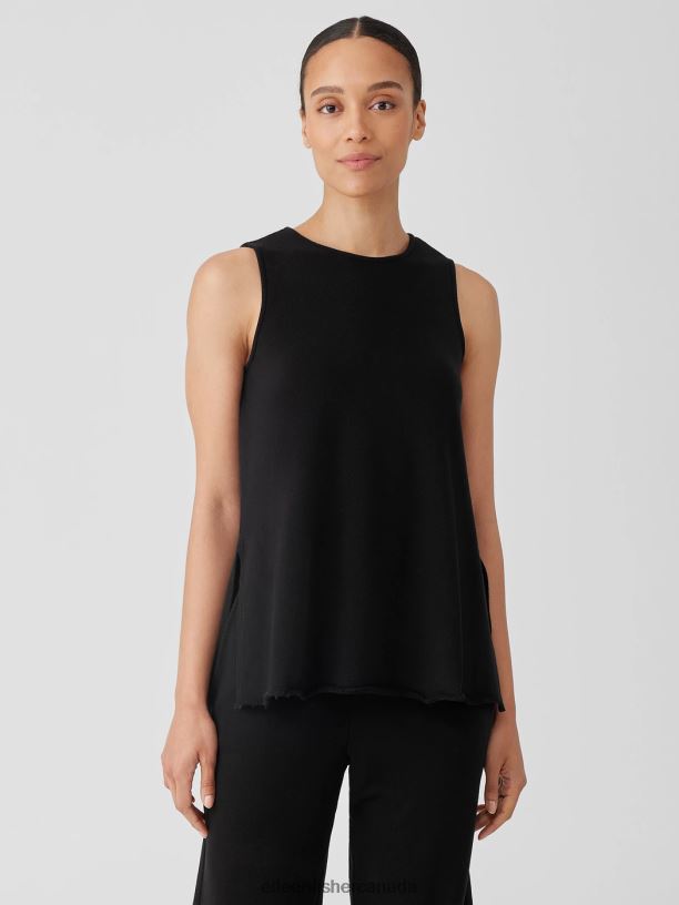 EILEEN FISHER Lightweight Organic Cotton Terry Long Tank Easy Fit Long Length Women BLACK Clothing 024FN10