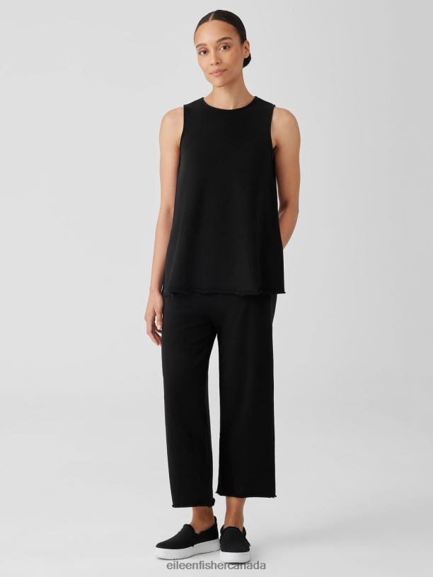 EILEEN FISHER Lightweight Organic Cotton Terry Long Tank Easy Fit Long Length Women BLACK Clothing 024FN10