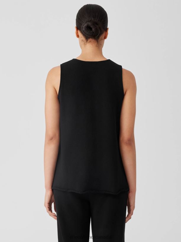 EILEEN FISHER Lightweight Organic Cotton Terry Long Tank Easy Fit Long Length Women BLACK Clothing 024FN10
