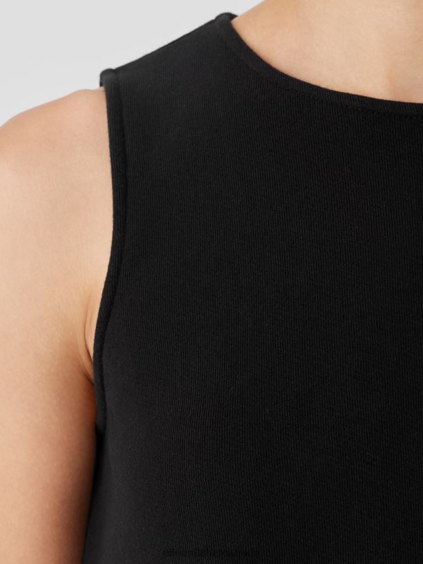 EILEEN FISHER Lightweight Organic Cotton Terry Long Tank Easy Fit Long Length Women BLACK Clothing 024FN10