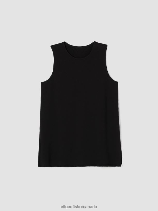 EILEEN FISHER Lightweight Organic Cotton Terry Long Tank Easy Fit Long Length Women BLACK Clothing 024FN10