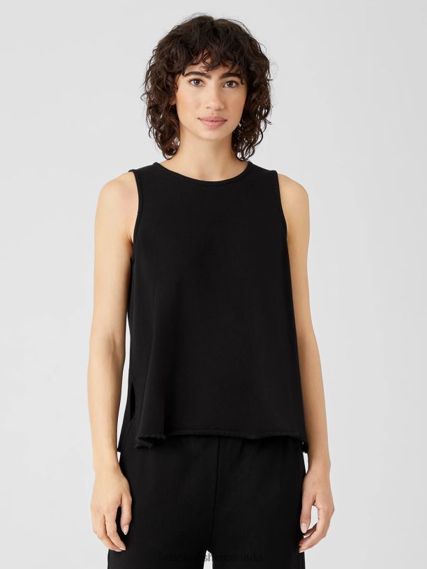 EILEEN FISHER Lightweight Organic Cotton Terry Tank Easy Fit Basic Length Women BLACK Clothing 024FN58