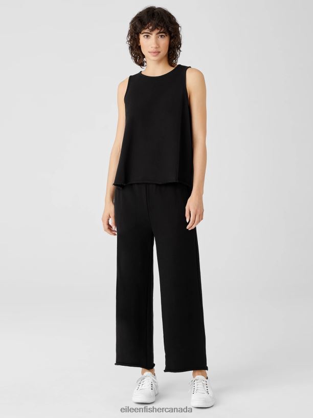 EILEEN FISHER Lightweight Organic Cotton Terry Tank Easy Fit Basic Length Women BLACK Clothing 024FN58