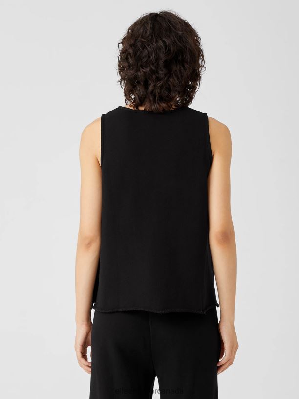 EILEEN FISHER Lightweight Organic Cotton Terry Tank Easy Fit Basic Length Women BLACK Clothing 024FN58