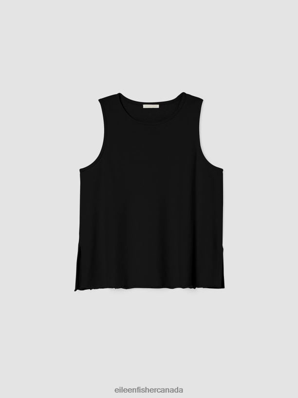 EILEEN FISHER Lightweight Organic Cotton Terry Tank Easy Fit Basic Length Women BLACK Clothing 024FN58