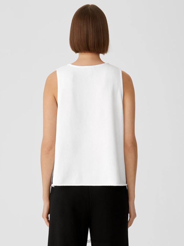 EILEEN FISHER Lightweight Organic Cotton Terry Tank Easy Fit Basic Length Women WHITE Clothing 024FN59