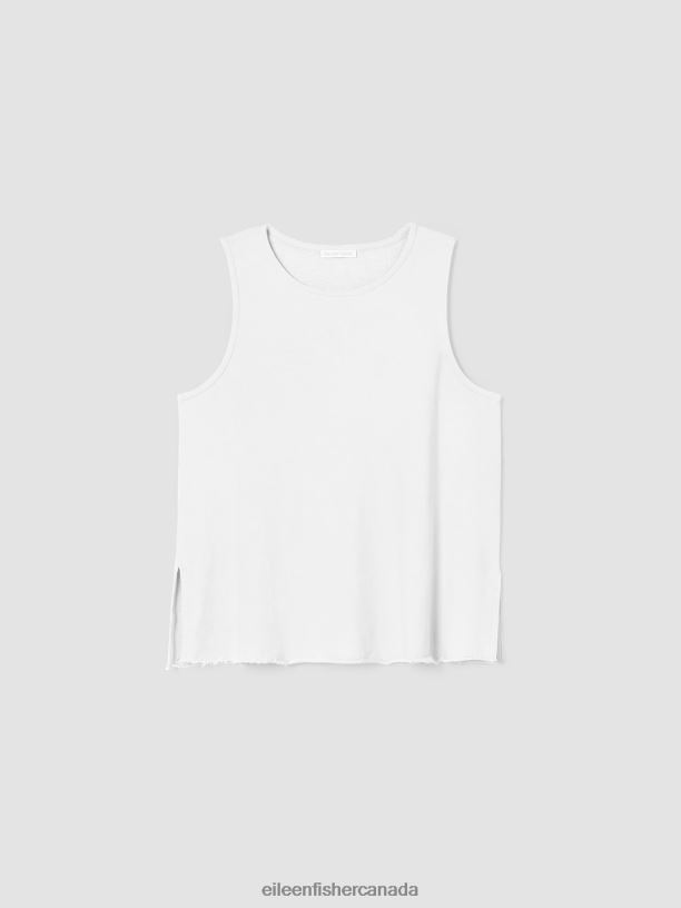 EILEEN FISHER Lightweight Organic Cotton Terry Tank Easy Fit Basic Length Women WHITE Clothing 024FN59