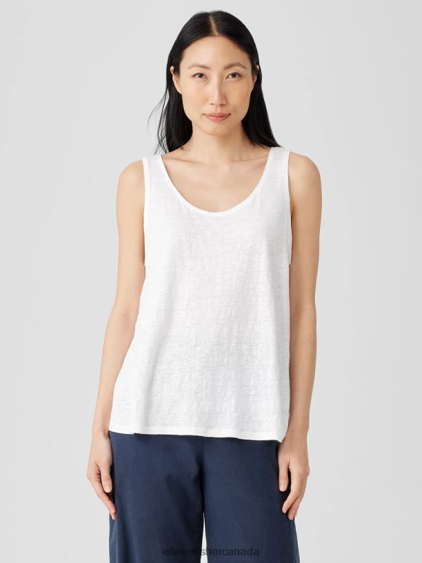 EILEEN FISHER Organic Linen Jersey Tank Easy Fit Basic Length Women BLACK Clothing 024FN1