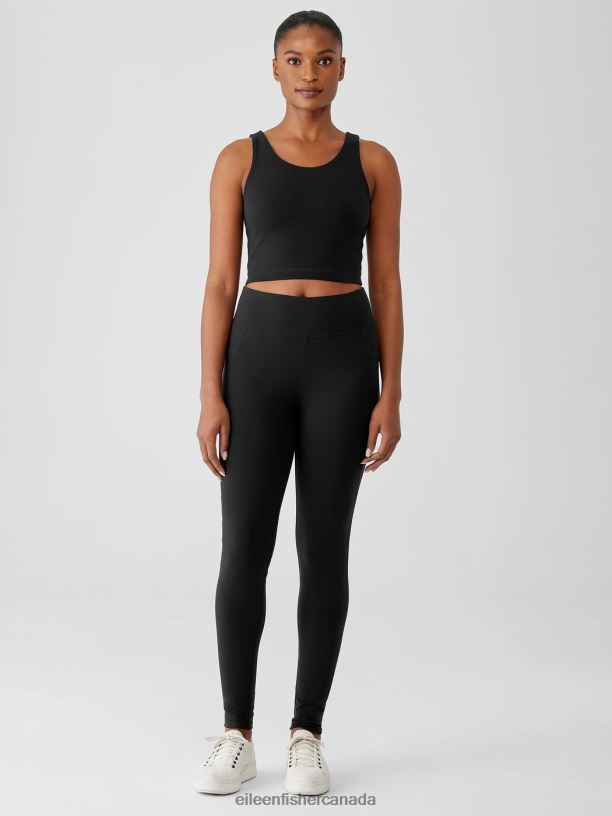 EILEEN FISHER Pima Cotton Stretch Jersey Cropped Tank Slim Fit Cropped Length Women BLACK Clothing 024FN67