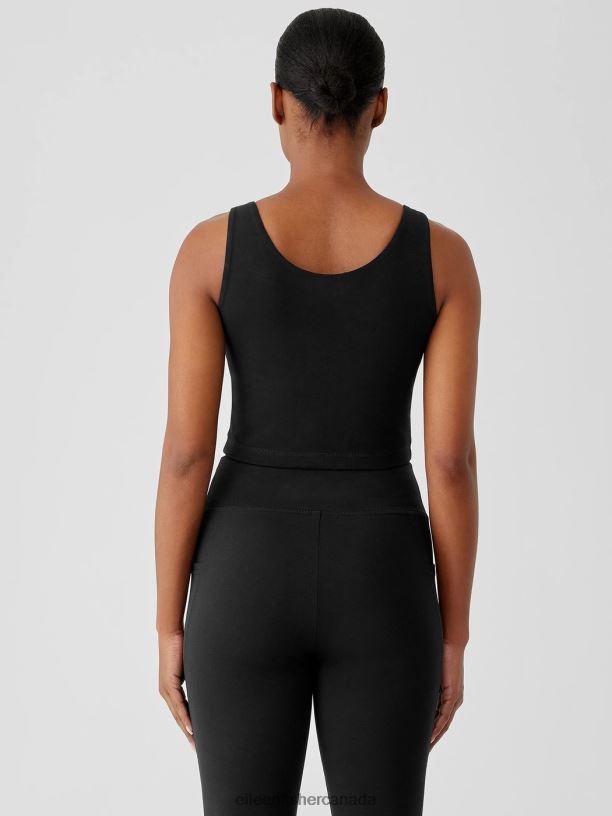 EILEEN FISHER Pima Cotton Stretch Jersey Cropped Tank Slim Fit Cropped Length Women BLACK Clothing 024FN67