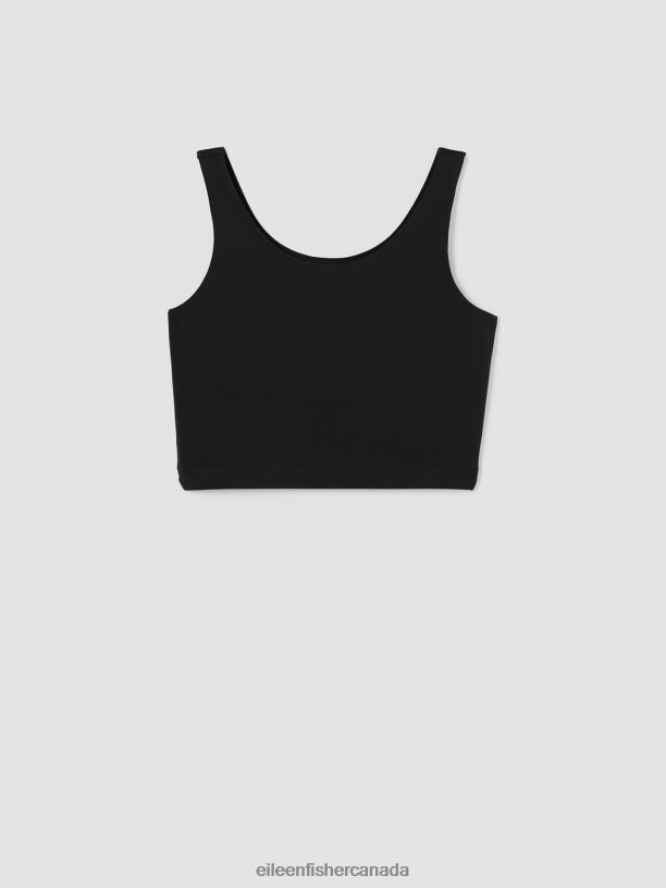 EILEEN FISHER Pima Cotton Stretch Jersey Cropped Tank Slim Fit Cropped Length Women BLACK Clothing 024FN67