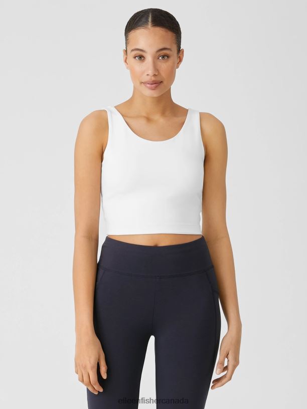 EILEEN FISHER Pima Cotton Stretch Jersey Cropped Tank Slim Fit Cropped Length Women WHITE Clothing 024FN68