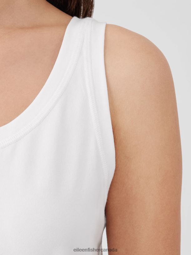 EILEEN FISHER Pima Cotton Stretch Jersey Scoop Neck Tank Slim Fit Basic Length Women BLACK Clothing 024FN4