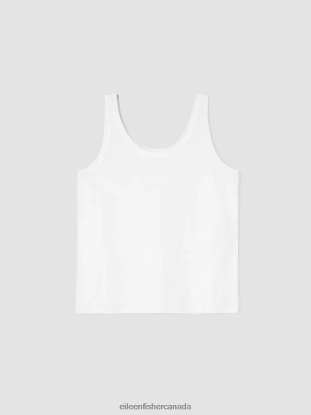 EILEEN FISHER Pima Cotton Stretch Jersey Scoop Neck Tank Slim Fit Basic Length Women BLACK Clothing 024FN4