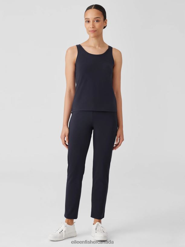 EILEEN FISHER Pima Cotton Stretch Jersey Scoop Neck Tank Slim Fit Basic Length Women NOCTURNE Clothing 024FN6