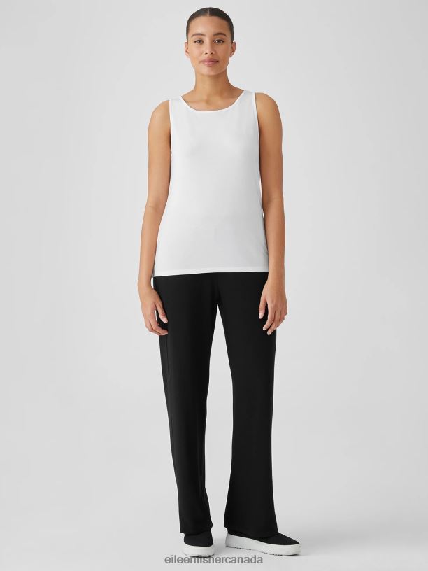 EILEEN FISHER Stretch Jersey Knit Jewel Neck Tank Slim Fit Basic Length Women WHITE Clothing 024FN57