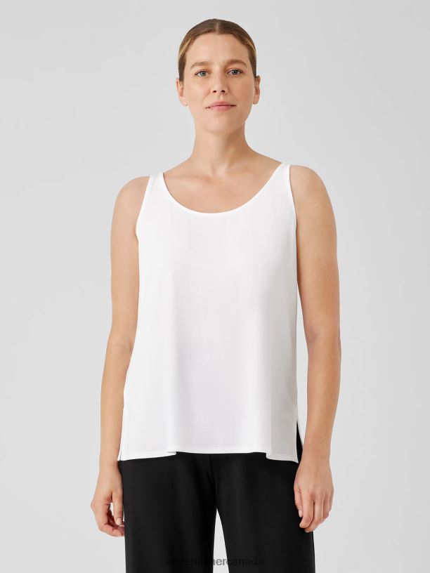 EILEEN FISHER Stretch Jersey Knit Scoop Neck Tank Easy Fit Basic Length Women BLACK Clothing 024FN30