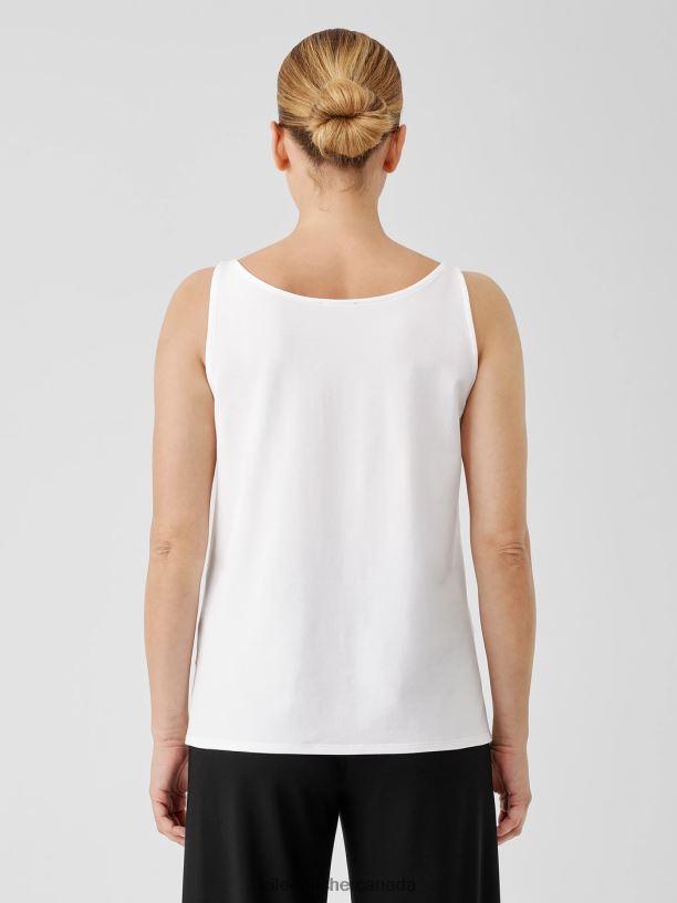 EILEEN FISHER Stretch Jersey Knit Scoop Neck Tank Easy Fit Basic Length Women BLACK Clothing 024FN30