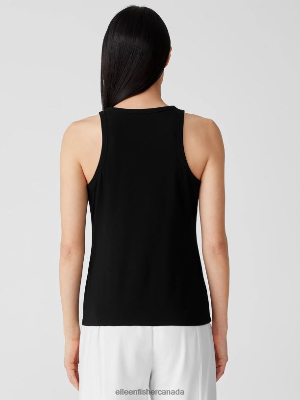 EILEEN FISHER Traceable Cotton Jersey Round Neck Tank Slim Fit Basic Length Women BLACK Clothing 024FN72