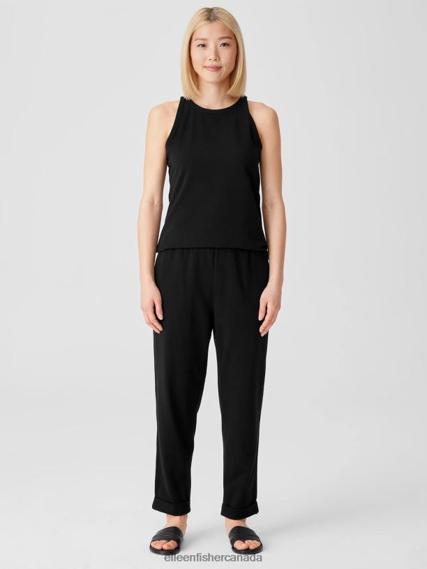 EILEEN FISHER Traceable Cotton Jersey Round Neck Tank Slim Fit Basic Length Women BLACK Clothing 024FN72