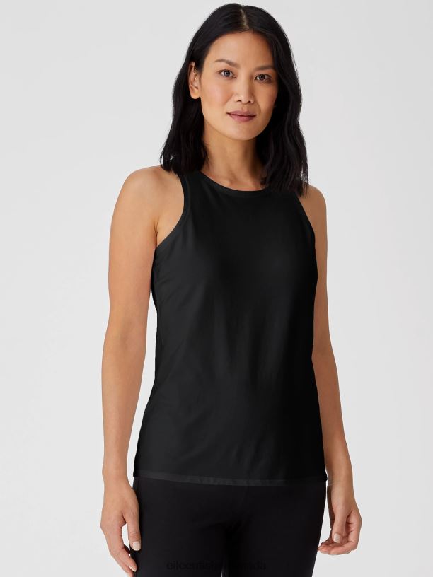 EILEEN FISHER Traceable Cotton Jersey Round Neck Tank Slim Fit Basic Length Women BLACK Clothing 024FN74