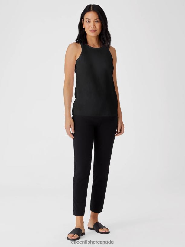 EILEEN FISHER Traceable Cotton Jersey Round Neck Tank Slim Fit Basic Length Women BLACK Clothing 024FN78