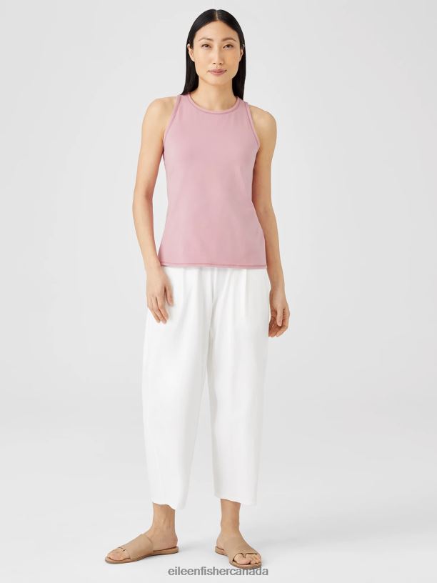 EILEEN FISHER Traceable Cotton Jersey Round Neck Tank Slim Fit Basic Length Women MAGNOLIA Clothing 024FN79