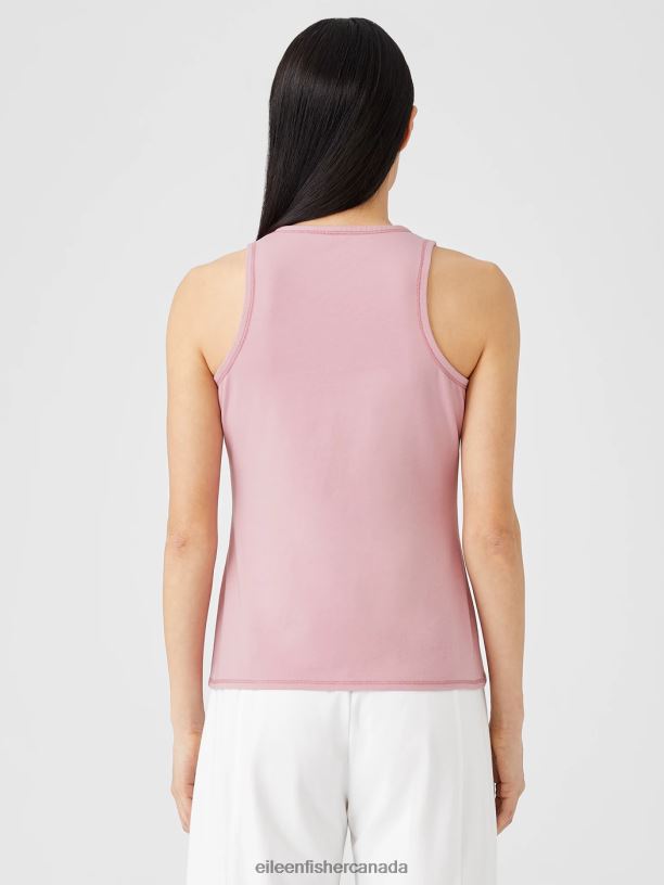 EILEEN FISHER Traceable Cotton Jersey Round Neck Tank Slim Fit Basic Length Women MAGNOLIA Clothing 024FN79