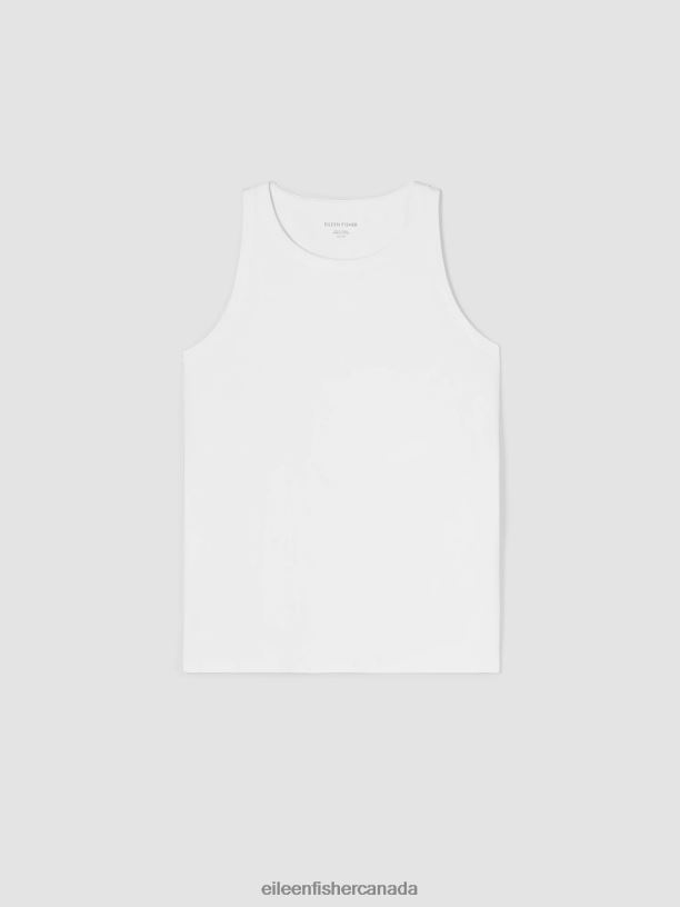 EILEEN FISHER Traceable Cotton Jersey Round Neck Tank Slim Fit Basic Length Women MAGNOLIA Clothing 024FN79