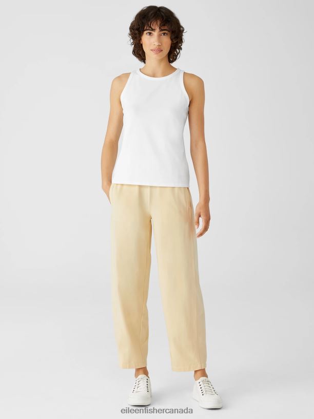 EILEEN FISHER Traceable Cotton Jersey Round Neck Tank Slim Fit Basic Length Women WHITE Clothing 024FN73