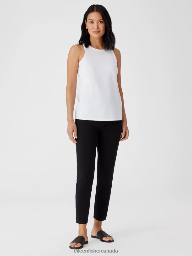 EILEEN FISHER Traceable Cotton Jersey Round Neck Tank Slim Fit Basic Length Women WHITE Clothing 024FN75