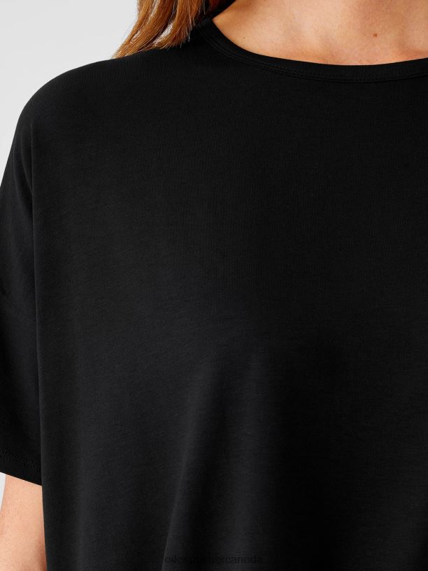 EILEEN FISHER Fine Jersey Crew Neck Tee Boxy Fit Basic Length Women BLACK Clothing 024FN276