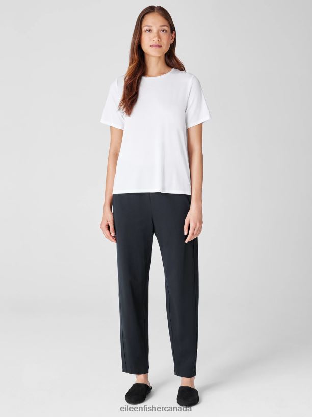 EILEEN FISHER Fine Jersey Crew Neck Tee Easy Fit Basic Length Women WHITE Clothing 024FN279