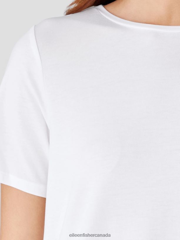 EILEEN FISHER Fine Jersey Crew Neck Tee Easy Fit Basic Length Women WHITE Clothing 024FN279