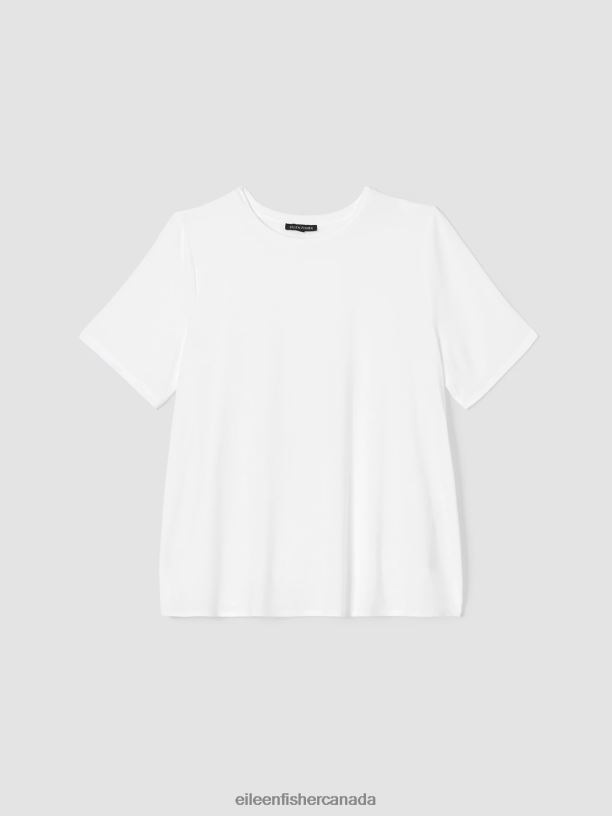 EILEEN FISHER Fine Jersey Crew Neck Tee Easy Fit Basic Length Women WHITE Clothing 024FN279