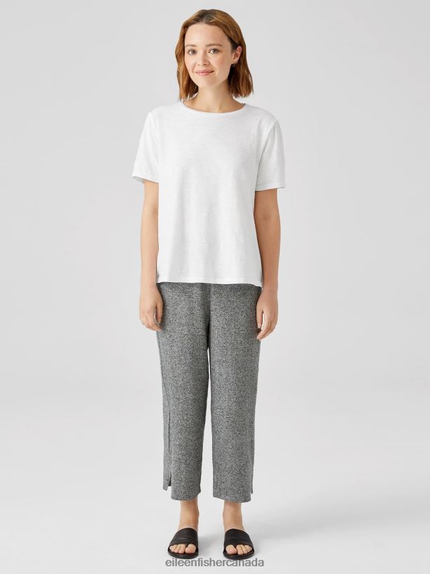 EILEEN FISHER Organic Cotton Slub Tee Easy Fit Basic Length Women WHITE Clothing 024FN346