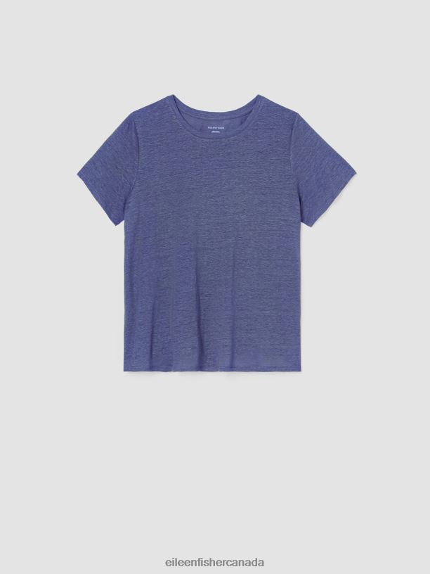 EILEEN FISHER Organic Linen Jersey Crew Neck Tee Easy Fit Basic Length Women IRIS Clothing 024FN306