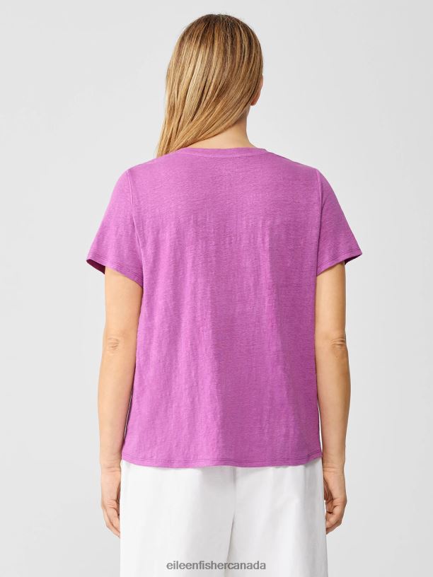 EILEEN FISHER Organic Linen Jersey Crew Neck Tee Easy Fit Basic Length Women LOTUS Clothing 024FN308