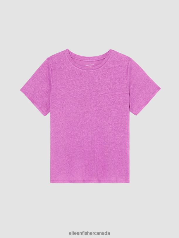 EILEEN FISHER Organic Linen Jersey Crew Neck Tee Easy Fit Basic Length Women LOTUS Clothing 024FN308