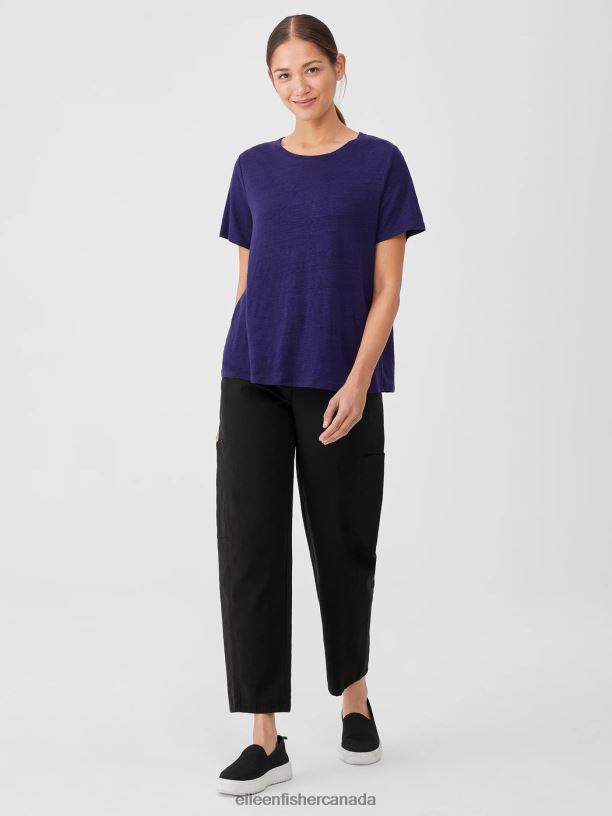 EILEEN FISHER Organic Linen Jersey Crew Neck Tee Easy Fit Basic Length Women VENUS Clothing 024FN127